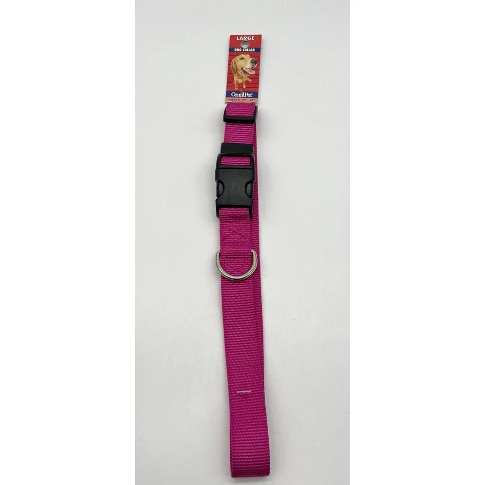 Adjustable 18”-26” Nylon Dog Collar, pet Collar 1” Pink